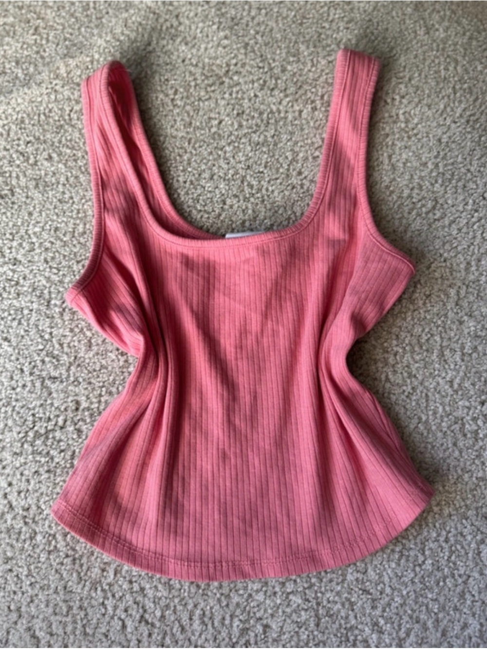 Tilly's Ribbed Square-Neck Tank Top - Coral Pink Y2K NWT